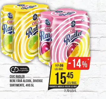 Mega Image CIUC RADLER BERE FĂRĂ ALCOOL, DIVERSE SORTIMENTE, 4X0.5L Ofertă