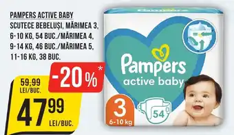 Mega Image PAMPERS ACTIVE BABY SCUTECE BEBELUȘI Ofertă