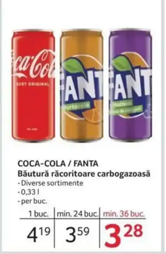Selgros COCA-COLA / FANTA Băutură răcoritoare carbogazoasă 0.33L Ofertă