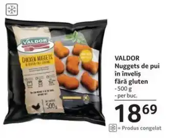 Selgros VALDOR Nuggets de pui în înveliş fără gluten Ofertă