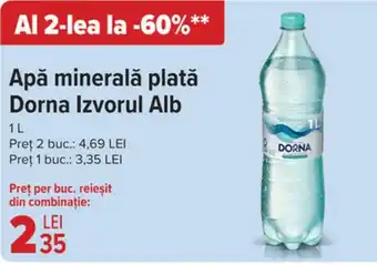 Carrefour Apă minerală plată Dorna Izvorul Alb 1L Ofertă