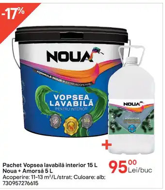 Brico Depôt Pachet Vopsea lavabilă interior 15 L Noua + Amorsǎ 5 L Ofertă