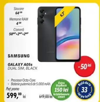 Flanco SAMSUNG GALAXY A05s DUAL SIM, BLACK Ofertă