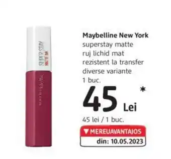 DM Maybelline New York superstay matte ruj lichid mat rezistent la transfer Ofertă