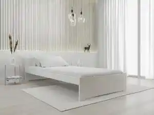 Pat de o persoana Culoare alb, IKAROS 90 x 200 cm Saltele: fără saltea, Somiera pat: Cu lamele curbate