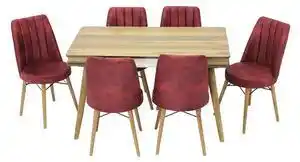 Favi Set masă fixă Cairo cu sertar şi 6 scaune Apollo Bordo Ofertă