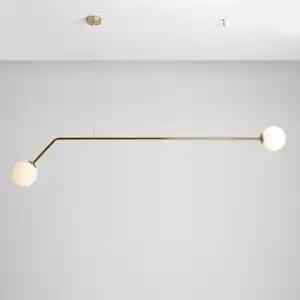 Lustra din metal auriu cu 2 becuri Pure, 120 cm