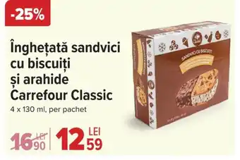 Carrefour îngheţată sandvici cu biscuiți şi arahide Carrefour Classic Ofertă