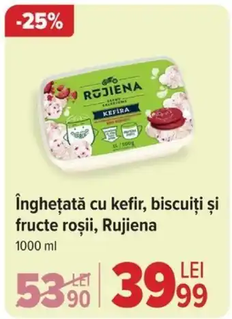 Carrefour îngheţată cu kefir, biscuiți și fructe roşii, Rujiena Ofertă