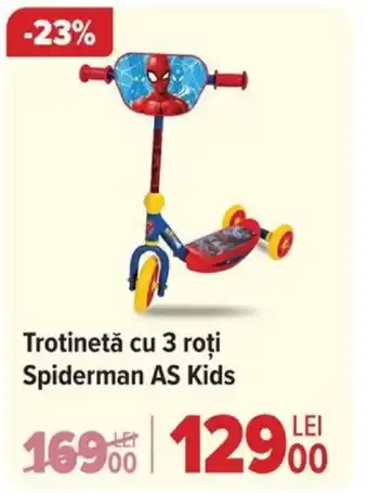 Trotinetă cu 3 roţi Spiderman AS Kids