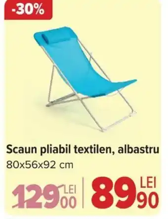 Carrefour Scaun pliabil textilen, albastru Ofertă