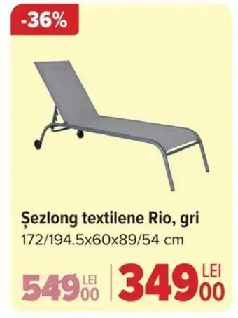 Carrefour Şezlong textilene Rio, gri Ofertă
