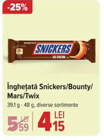 Carrefour îngheţată Snickers/Bounty/ Mars/Twix Ofertă