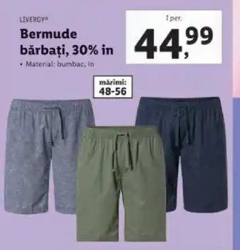 Lidl LIVERGY Bermude bărbaţi, 30% in Ofertă