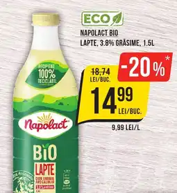 Mega Image NAPOLACT BIO LAPTE, 3.8% GRĂSIME, 1.5L Ofertă