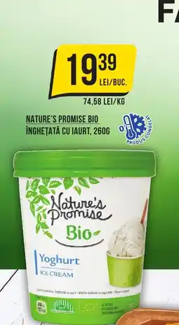 Mega Image NATURE'S PROMISE BIO ÎNGHEȚATĂ CU IAURT, 260G Ofertă