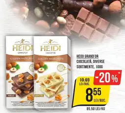 Mega Image HEIDI GRAND'OR CIOCOLATĂ, DIVERSE SORTIMENTE, 100G Ofertă
