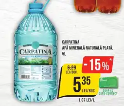 Mega Image CARPATINA APĂ MINERALĂ NATURALĂ PLATĂ, 5L Ofertă