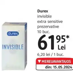 Durex invisible extra sensitive prezervative 10 buc.