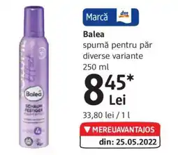 DM Balea spumă pentru păr diverse variante 250 ml Ofertă