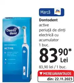 DM Dontodent active periuţă de dinți electrică cu acumulator 1 buc. Ofertă