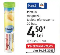 DM Mivolis magneziu tablete efervescente 20 buc. Ofertă