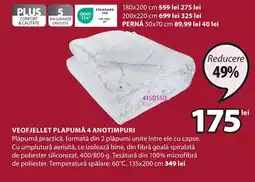 JYSK VEOFJELLET PLAPUMĂ 4 ANOTIMPURI Ofertă