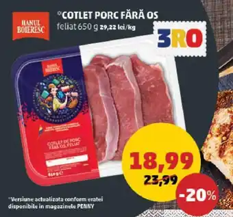 Penny COTLET PORC FĂRĂ OS Ofertă