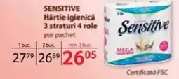 Selgros SENSITIVE Hartie igienica 3 straturi 4 role Ofertă