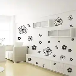 Favi Sticker perete Black Flowers Ofertă