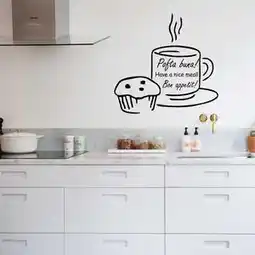 Favi Sticker perete bucatarie Cana de cafea si briosa Ofertă