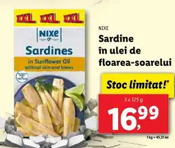 Lidl NIXE Sardine în ulei de floarea-soarelui Ofertă
