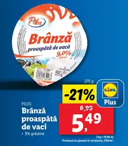 Lidl PILOS Brânză proaspătă de vaci Ofertă