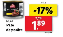 Lidl BARONI Pate de pasăre Ofertă