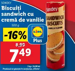 Lidl SONDEY Biscuiţi sandwich cu cremă de vanilie Ofertă