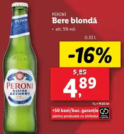 Lidl PERONI Bere blondǎ 0.33L Ofertă