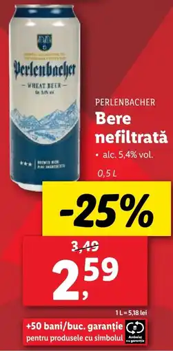 Lidl PERLENBACHER Bere nefiltratǎ 0.5L Ofertă