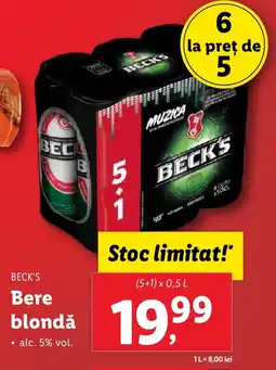 Lidl BECK'S Bere blondǎ Ofertă