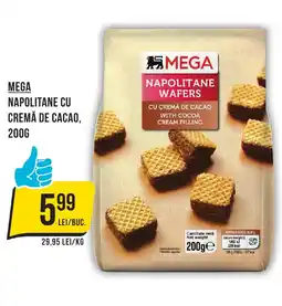 Mega Image MEGA NAPOLITANE CU CREMĂ DE CACAO, 200G Ofertă