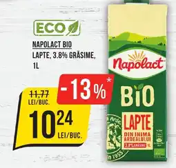 Mega Image NAPOLACT BIO LAPTE, 3.8% GRĂSIME, 1L Ofertă