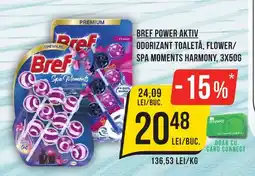 BREF POWER AKTIV ODORIZANT TOALETĂ, FLOWER/ SPA MOMENTS HARMONY, 3X50G