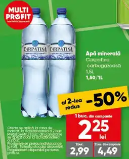 PROFI Apă minerală Carpatina carbogazoasă 1.5L Ofertă