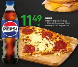 PROFI MENIU Pizza cu pepperoni 205g + Băutură răcoritoare Pepsi carbogazoasă regular 0.5L Ofertă