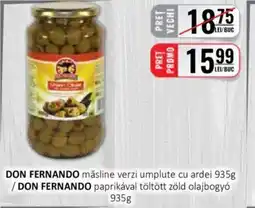 DON FERNANDO măsline verzi umplute cu ardei 935g