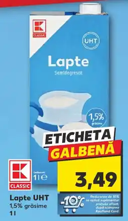 Kaufland Lapte UHT 1,5% grăsime 1L Ofertă