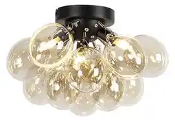 Plafoniera design negru cu sticlă chihlimbar cu 3 lumini - Uvas