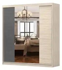 Favi Dulap de haine Wisteria (stejar sonoma + pin nordic negru + Oglindă). 1014290 Ofertă