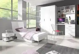 Favi Pat pentru copii DARCY III P1, 90x200, alb/alb luciu Ofertă