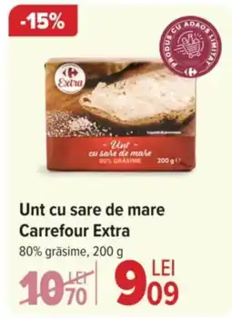 Carrefour Unt cu sare de mare Carrefour Extra 80% grăsime, 200 g Ofertă
