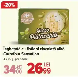 Carrefour îngheţată cu fistic și ciocolată albă Carrefour Sensation Ofertă